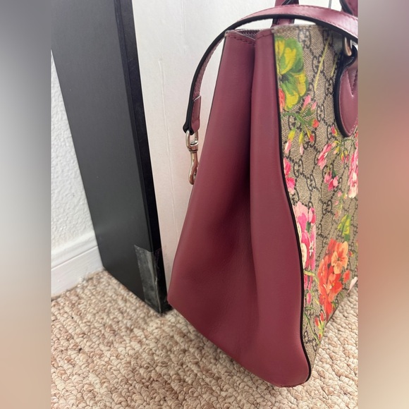 Gucci Soft GG Supreme Monogram Blooms Top Handle Bag Beige Multicolor Dry Rose - Picture 6 of 13